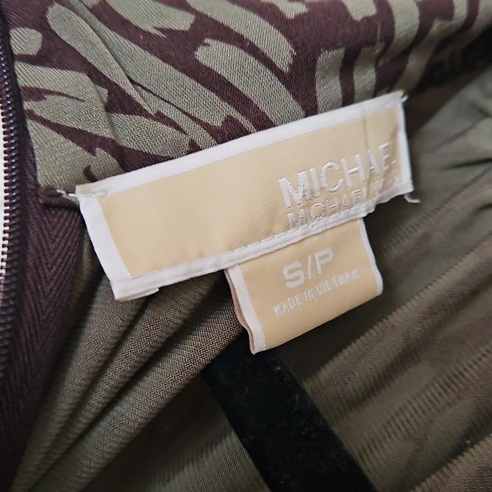 Michael Kors green and brown patterned top, Sz S/P